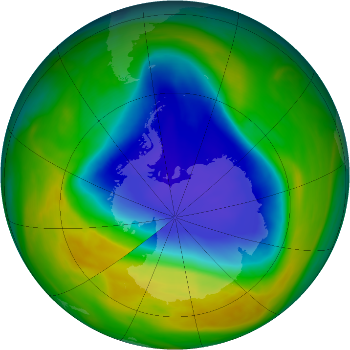 Antarctic ozone map for 06 November 2005